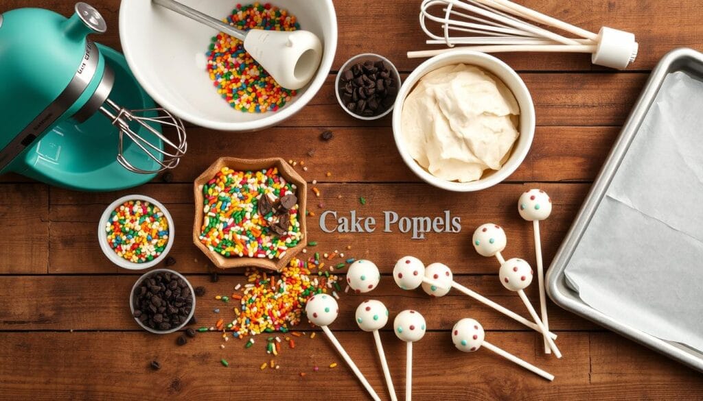 cake pop ingredients and tools